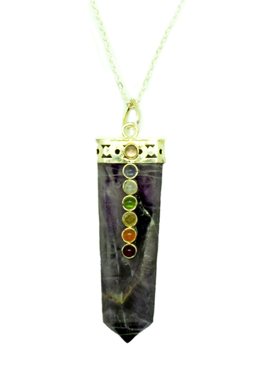 Amethyst Chakra Necklace with 20 inch Silver Chain